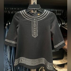 Little Girls Tunic Top Nicole Miller Black with Silver Accents, Back Zip 2T